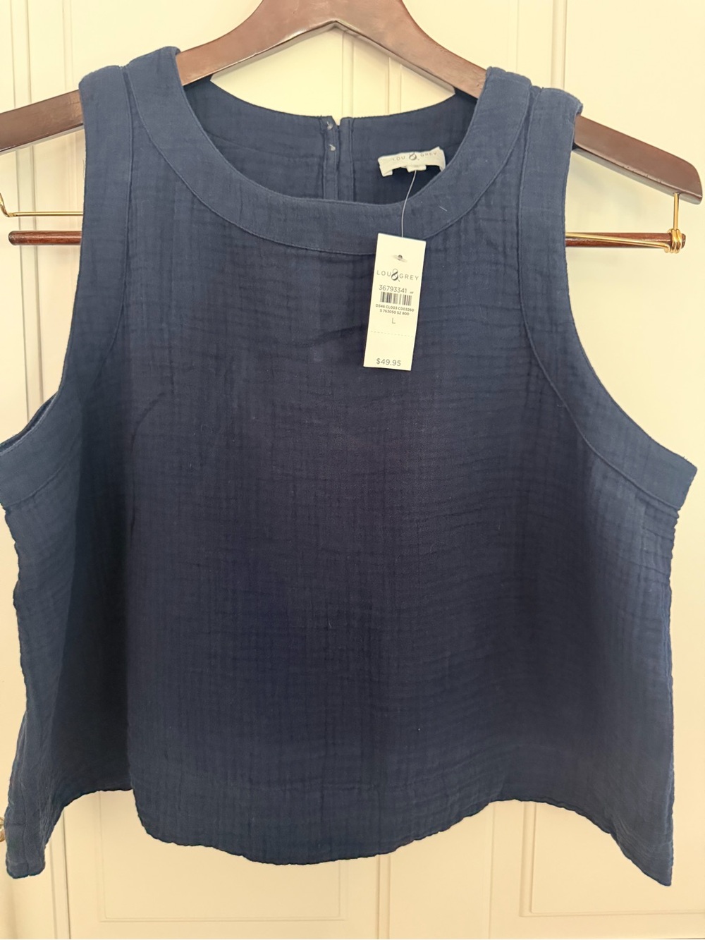 Lou & Grey Navy Textured Sleeveless Tank